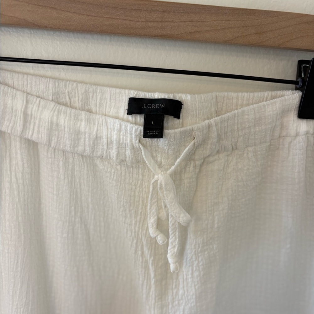 Lightweight White Drawstring Wide-Leg Pants - Picture 3 of 10